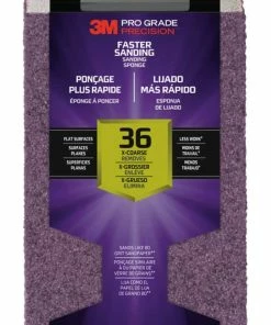 3M Pro Grade 36 Grit Coarse Aluminum Oxide Sanding Sponge For Wood, Metal, Plastic, Masonry