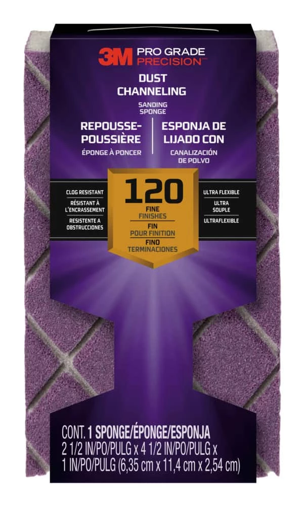 3M Pro Grade Ultra Flexible Aluminum Oxide Block Sanding Sponge For Wood, Metal, Plastic, Masonry - Image 2