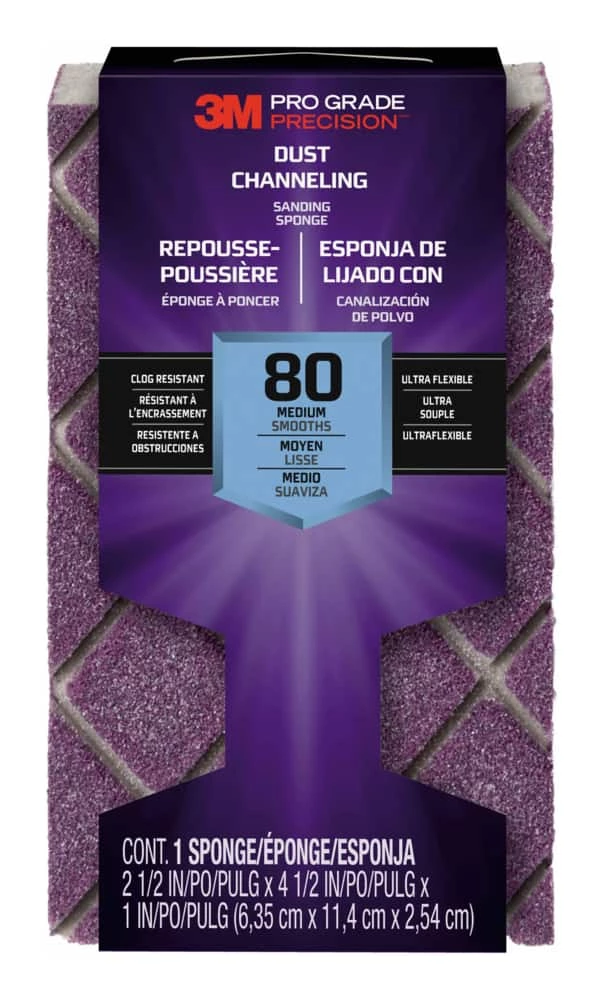 3M Pro Grade Ultra Flexible Aluminum Oxide Block Sanding Sponge For Wood, Metal, Plastic, Masonry