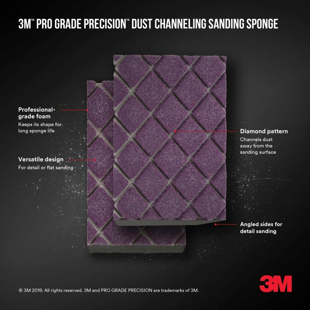 3M Pro Grade Ultra Flexible Aluminum Oxide Block Sanding Sponge For Wood, Metal, Plastic, Masonry - Image 3