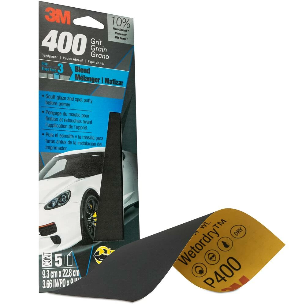 3M Wet Or Dry Sandpaper, 4-in X 9-in, 5-pk - Image 5
