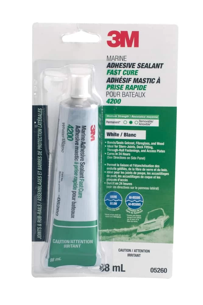 3M Marine Adhesive Sealant Fast Cure, 4200, White, 88-ml