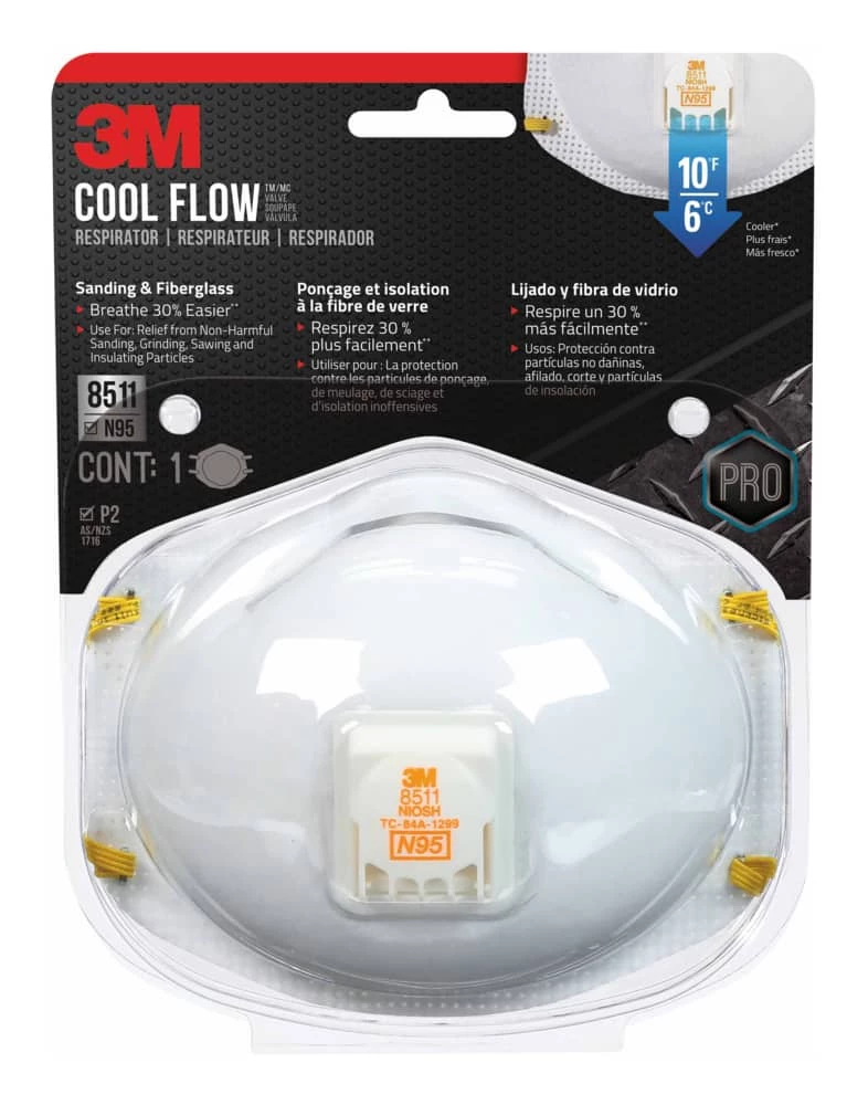 3M™ 8511 N95 Cool Flow™ NIOSH-Approved Face Mask, White - Image 3