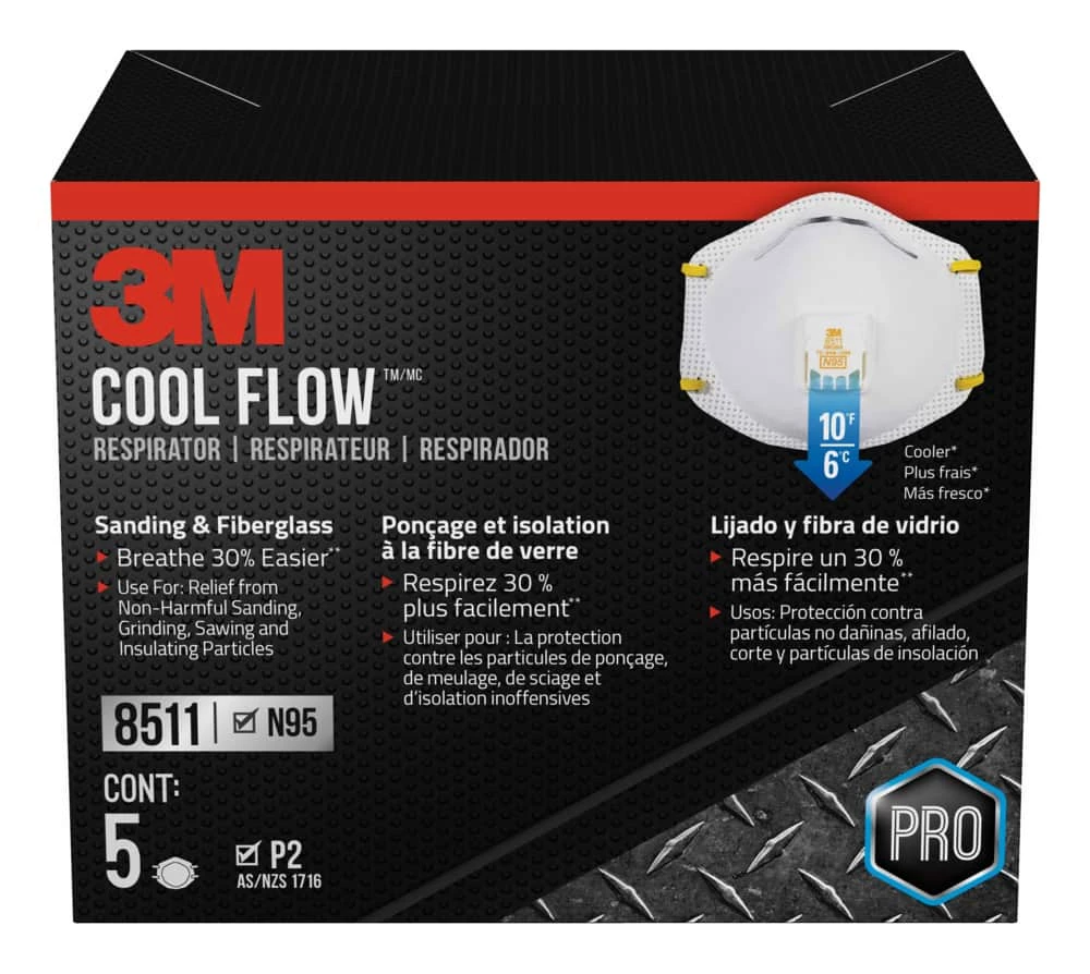 3M™ 8511 N95 Cool Flow™ NIOSH-Approved Face Masks, White, 5-pk