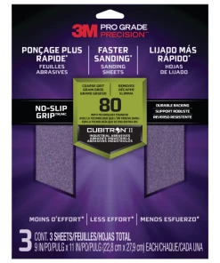 3M Pro Grade No-Slip Sandpaper Sheet, 9-in X 11-in, 3-pk