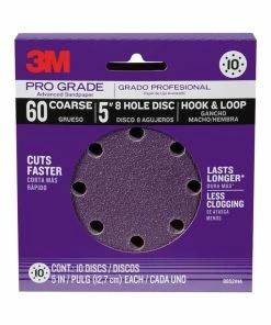 3M Pro Grade 5-in Hook & Loop Aluminum Oxide 8-Hole Sanding Discs For Wood, Metal, Plastic, Masonry, 10-pk