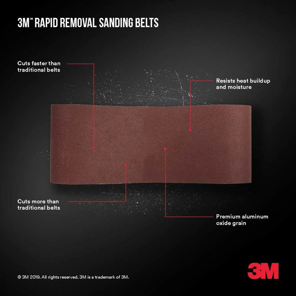 3M 3 X 18-in Rapid Removal Aluminum Oxide Sanding Belt For Wood, Metal, Plastic, Masonry - Image 2