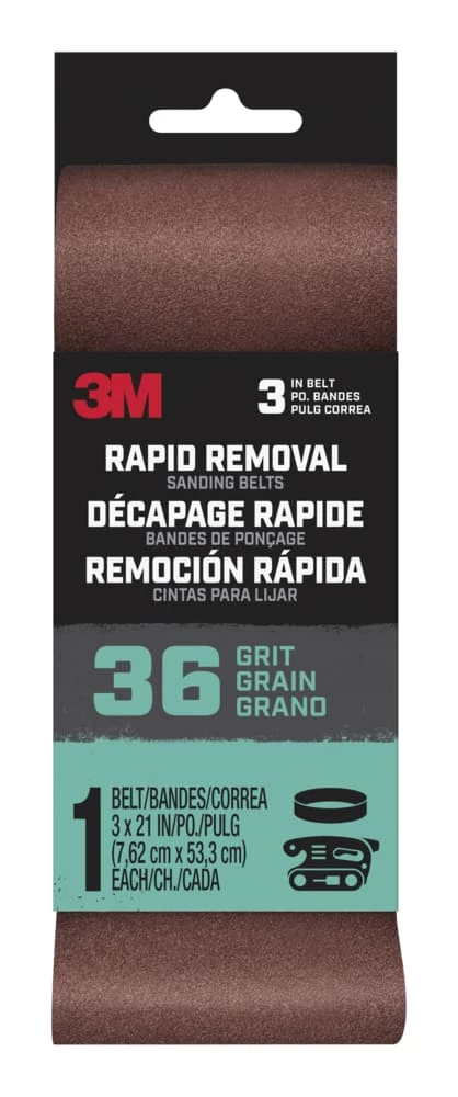 3M 3-in X 21-in Rapid Removal Aluminum Oxide Sanding Belt For Wood, Plastic, Metal