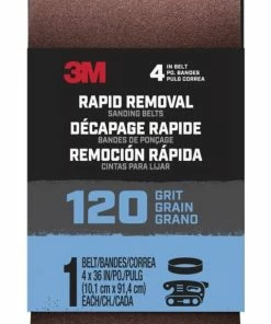 3M 4-in X 36-in Rapid Removal Aluminum Oxide Sanding Belt For Wood, Plastic, Metal