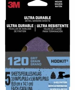 3M Ultra Durable Aluminum Oxide Detail Mouse Sandpapers For Wood, Plastic, Metal, 5-pk