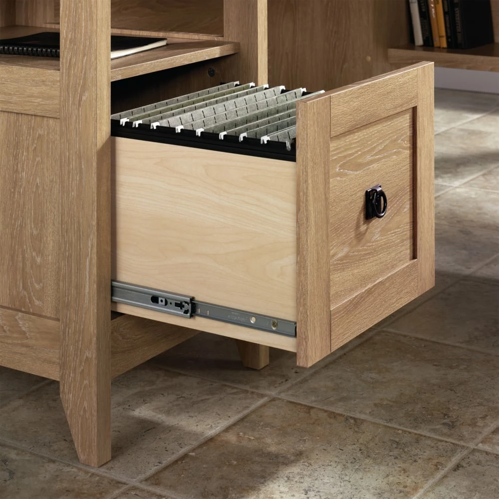 Sauder August Hill Corner L-Shaped Home Office Computer Desk With Drawer, Dover Oak Finish - Image 2