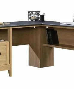 Sauder August Hill Corner L-Shaped Home Office Computer Desk With Drawer, Dover Oak Finish