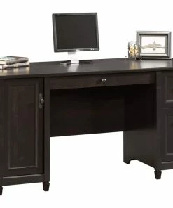 Sauder Edge Water Home Office Computer Desk With File Drawers, Estate Black Finish