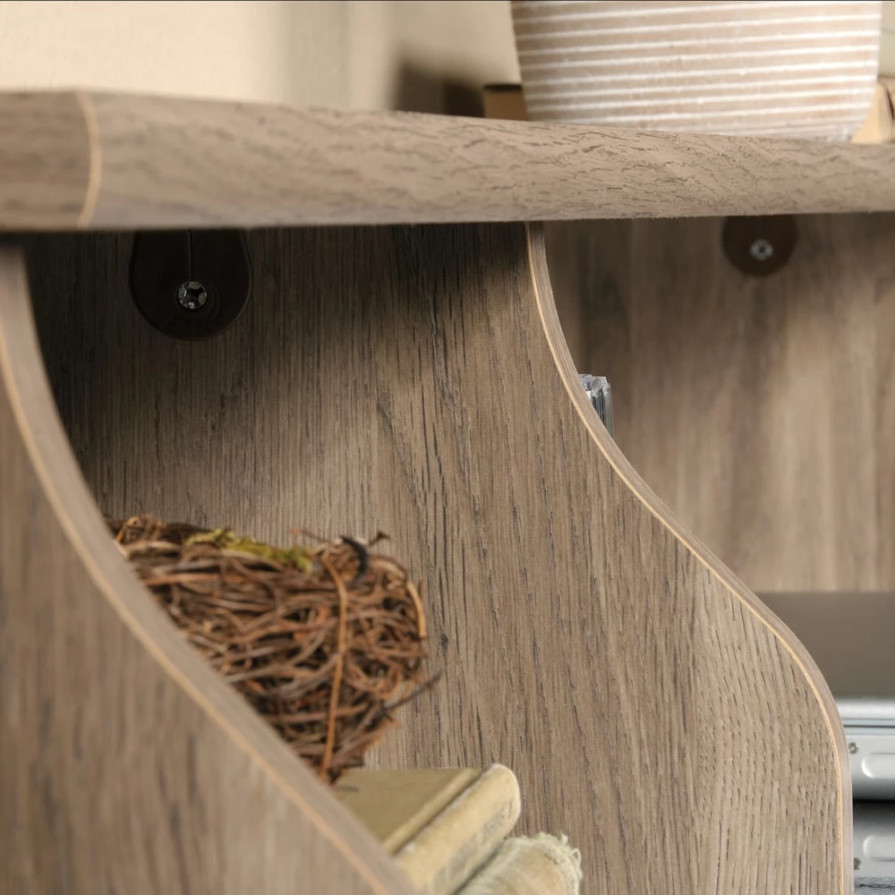 Sauder Graham Hill 2-Drawer Home Office Computer Desk With Hutch, Salt Oak Finish - Image 4