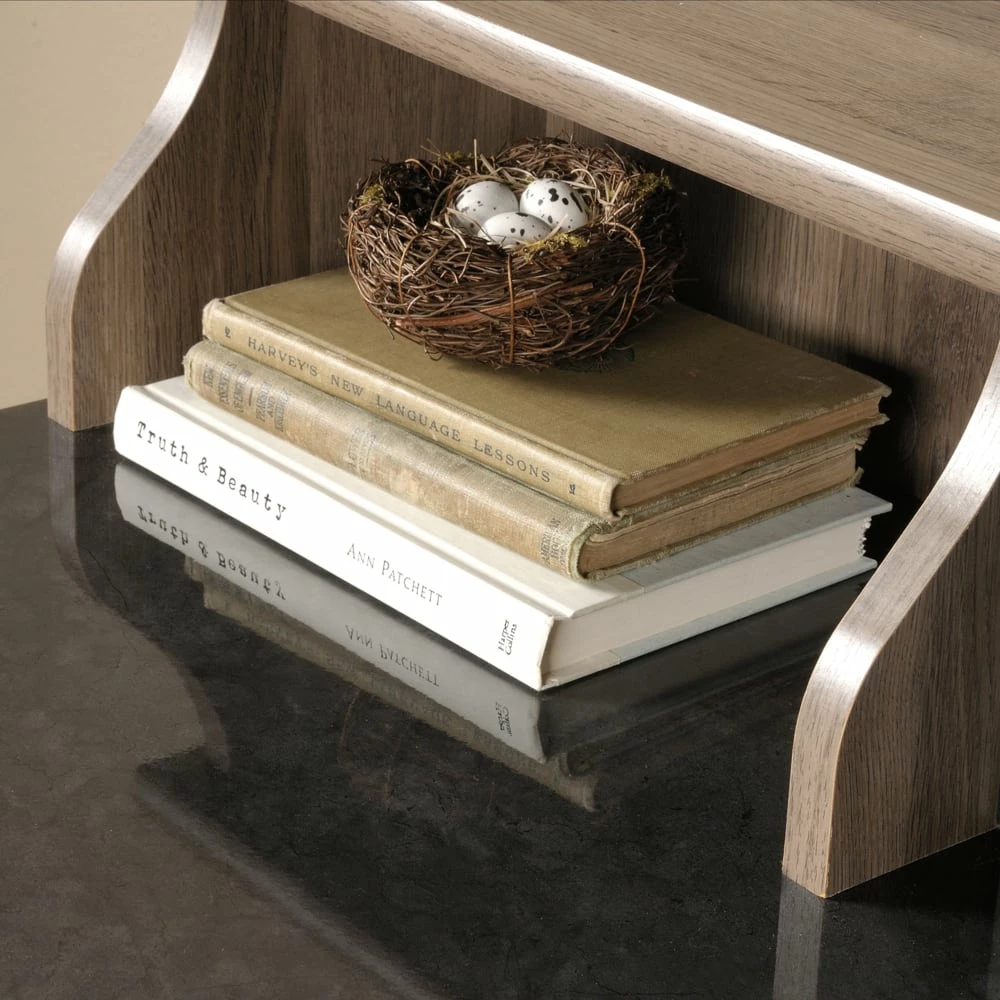 Sauder Graham Hill 2-Drawer Home Office Computer Desk With Hutch, Salt Oak Finish - Image 5