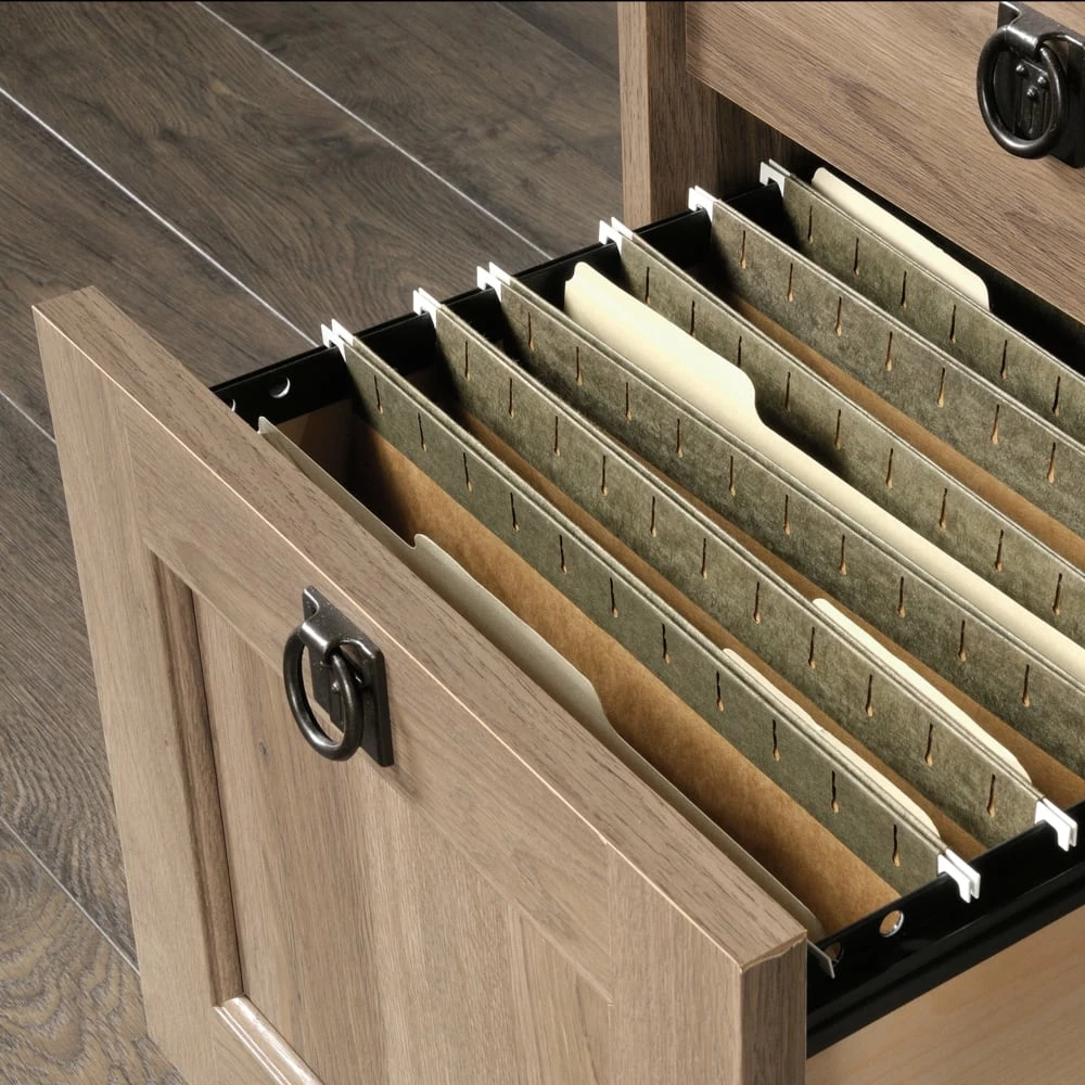 Sauder Graham Hill 2-Drawer Home Office Computer Desk With Hutch, Salt Oak Finish - Image 6