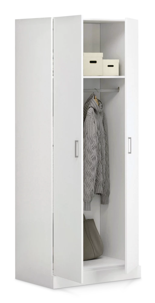 Sauder 2-Door Wardrobe/Armoire Clothes Storage Cabinet With Hanger Rod & Shelves, White - Image 2