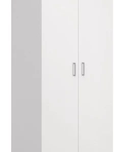 Sauder 2-Door Wardrobe/Armoire Clothes Storage Cabinet With Hanger Rod & Shelves, White