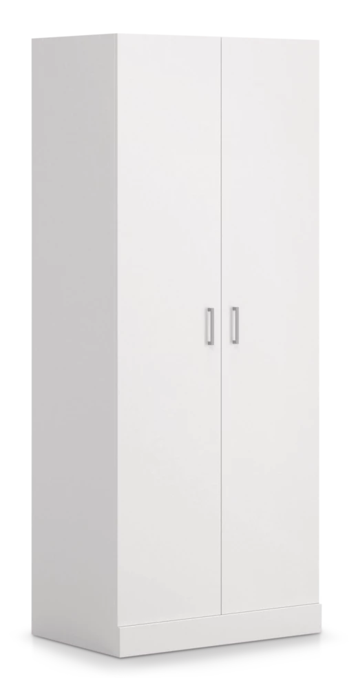 Sauder 2-Door Wardrobe/Armoire Clothes Storage Cabinet With Hanger Rod & Shelves, White