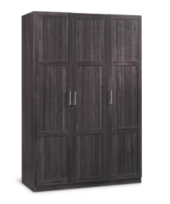 Sauder 3-Door Wardrobe/Armoire Clothes Storage Cabinet With Hanger Rod & Shelves, Cinnamon