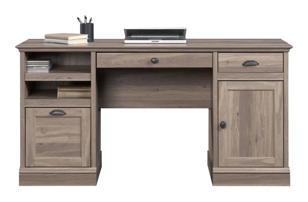 Sauder Barrister Lane Home Office Executive Desk With Storage, Salt Oak Finish - Image 9