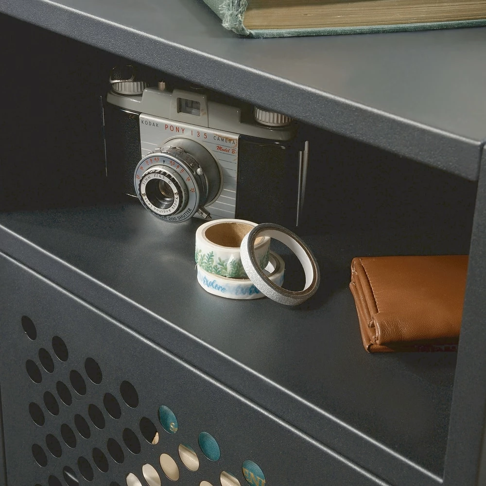 Sauder Boulevard Cafe Metal Night Stand With Storage, Black - Image 3