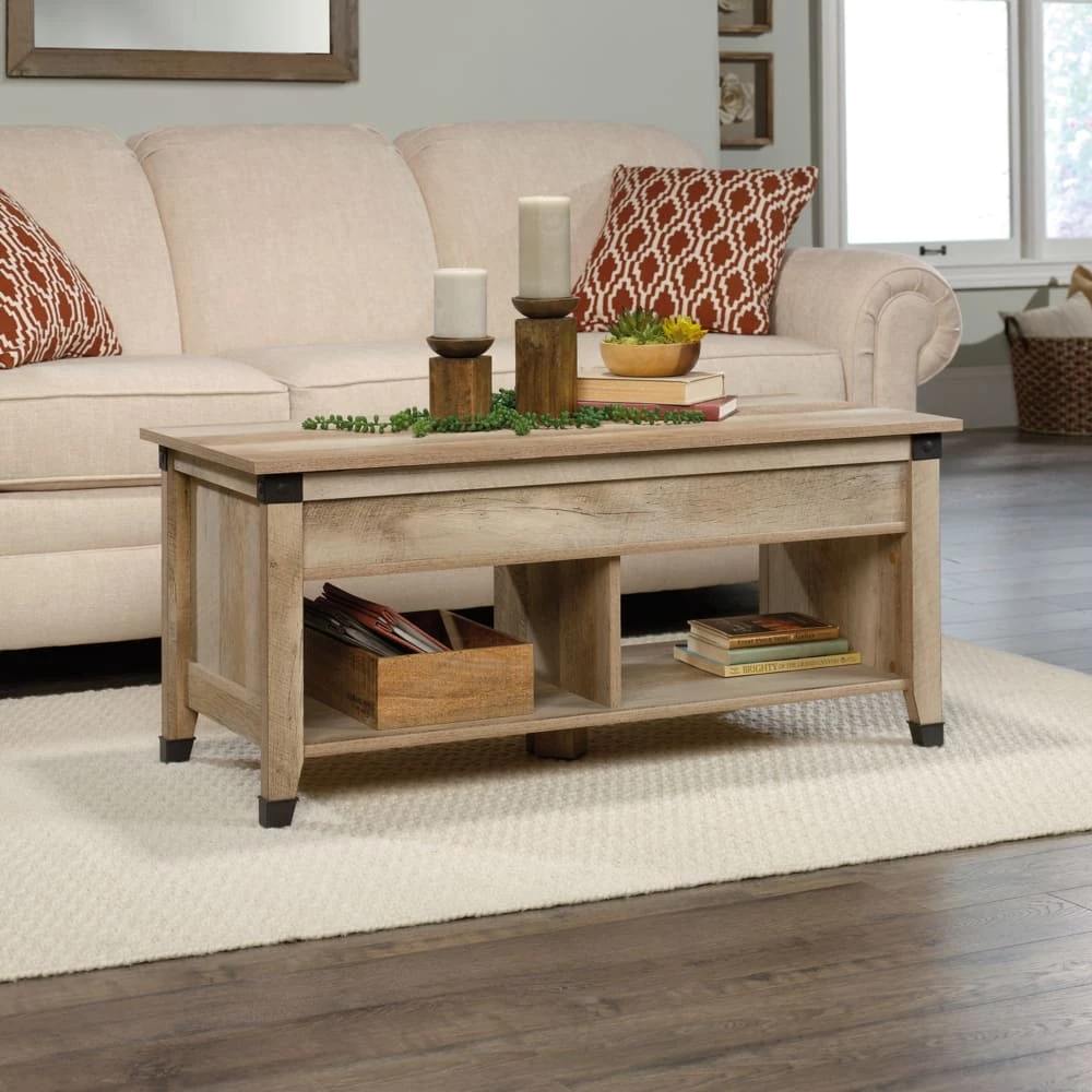 Sauder Carson Forge Lift Top Storage Coffee Table, Lintel Oak Finish - Image 3