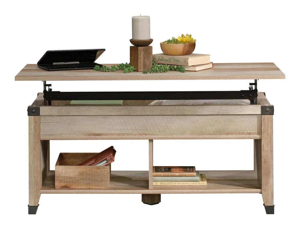 Sauder Carson Forge Lift Top Storage Coffee Table, Lintel Oak Finish - Image 9
