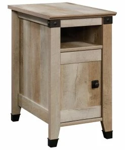 Sauder Carson Forge 1-Door Sofa End/Side Table With Storage Tray, Lintel Oak Finish