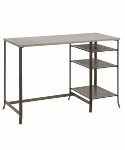 Sauder Center City Single Pedestal Desk With Metal Frame, Champagne Oak