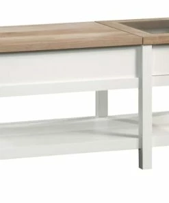 Sauder Cottage Road Lift Top Storage Coffee Table With Display Drawer, Soft White