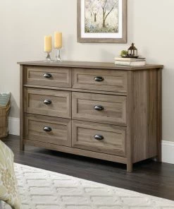 Sauder County Line 6-Drawer Double Dresser/Chest, Salt Oak Finish