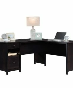 Sauder County Line Home Office L-Desk With Storage, Estate Black