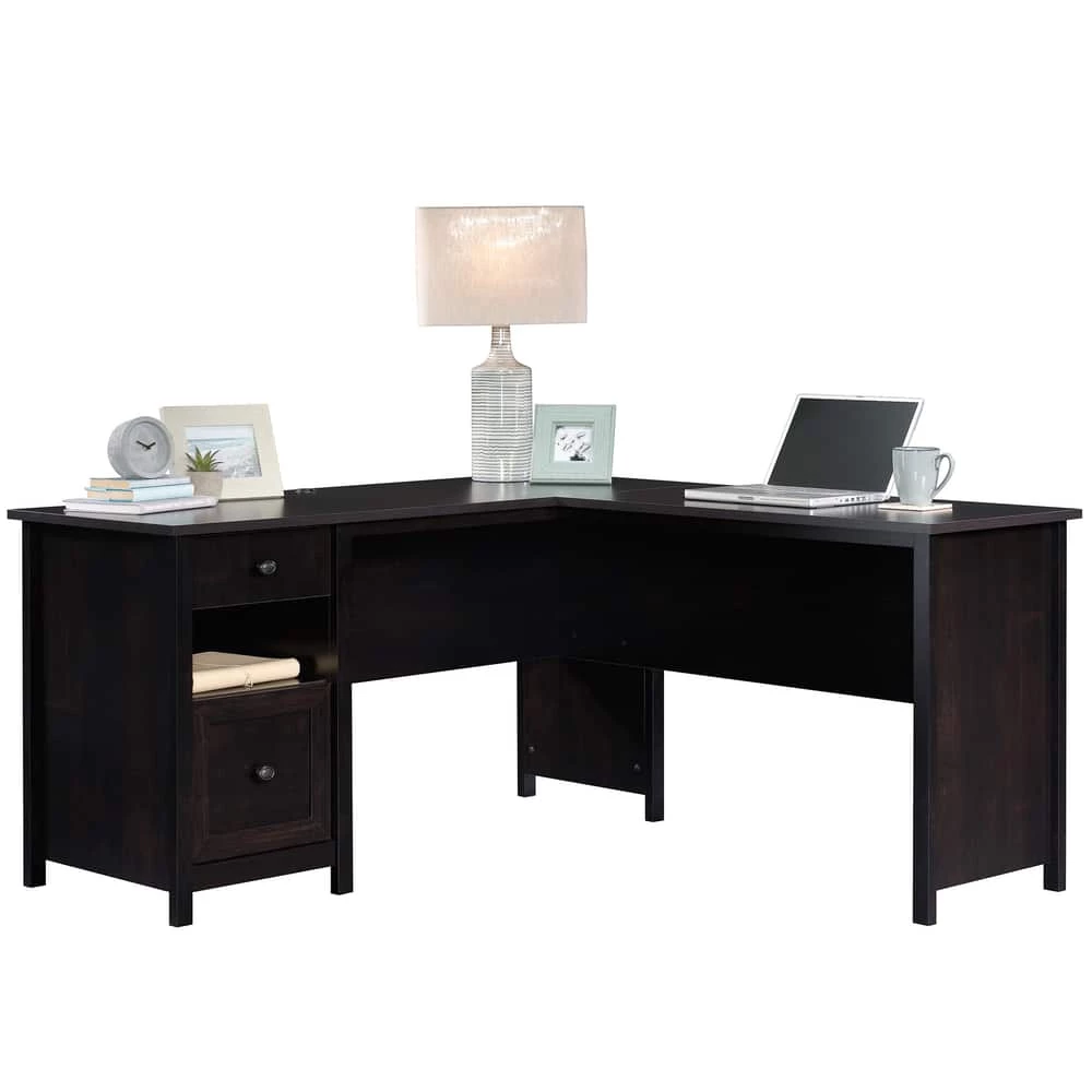 Sauder County Line Home Office L-Desk With Storage, Estate Black