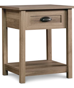 Sauder County Line 1-Drawer Sofa Side/End Table With Open Shelf Storage, Salt Oak Finish
