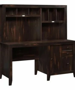 Sauder Dakota Pass Home Office Computer Desk With Hutch & File Storage, Char Pine FInish