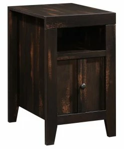 Sauder Dakota Pass 1-Door Sofa End/Side Table With Storage Tray, Char Pine Finish