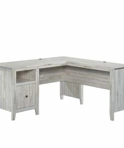 Sauder Dakota Pass Easy-to-Assemble L-Desk With Storage, White Plank