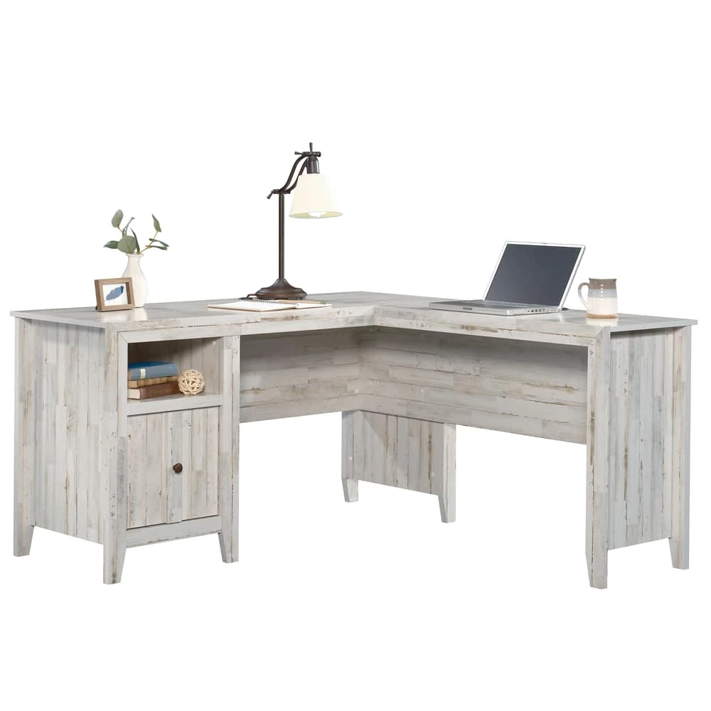 Sauder Dakota Pass Easy-to-Assemble L-Desk With Storage, White Plank - Image 2