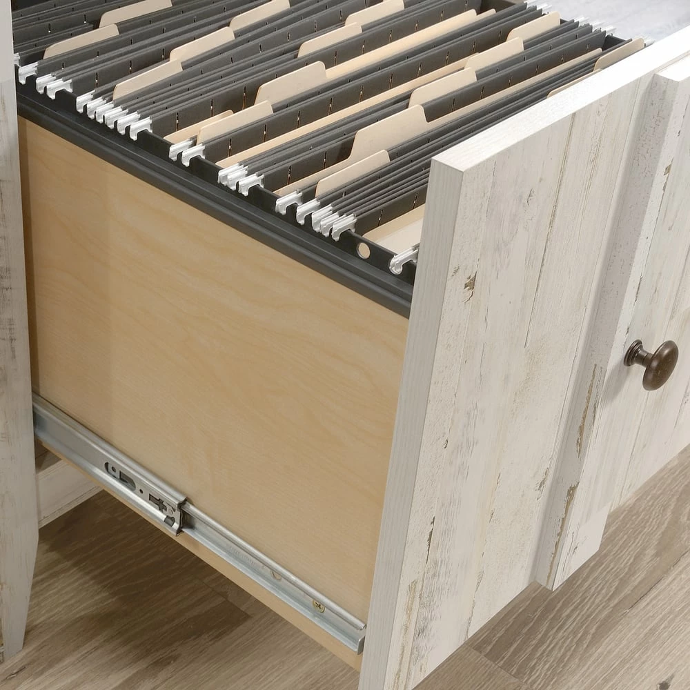 Sauder Dakota Pass Easy-to-Assemble L-Desk With Storage, White Plank - Image 4