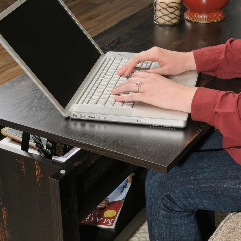 Sauder Dakota Pass Lift Top Storage Coffee Table, Char Pine Finish - Image 8