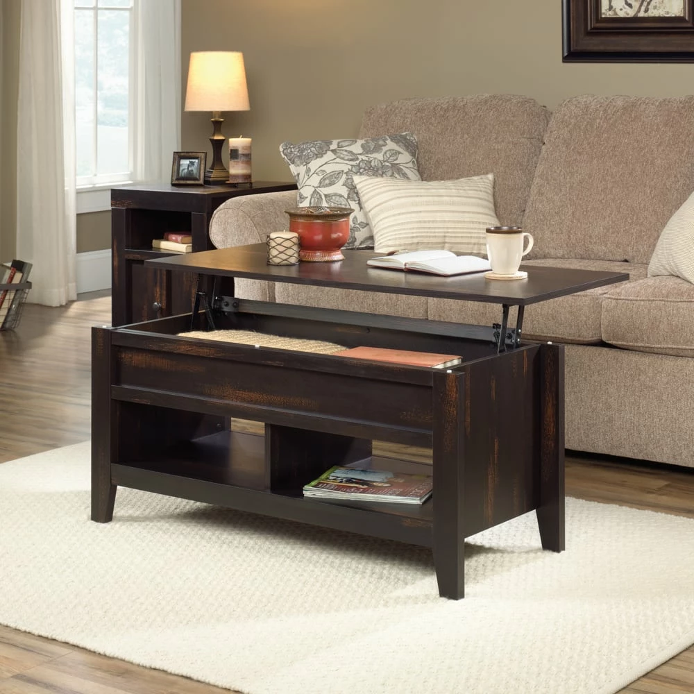 Sauder Dakota Pass Lift Top Storage Coffee Table, Char Pine Finish - Image 5