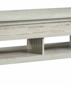 Sauder Dakota Pass Lift Top Storage Coffee Table, White Plank Finish