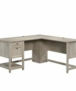 Sauder Edge Water Home Office L-Desk With Storage, Chalked Chestnut