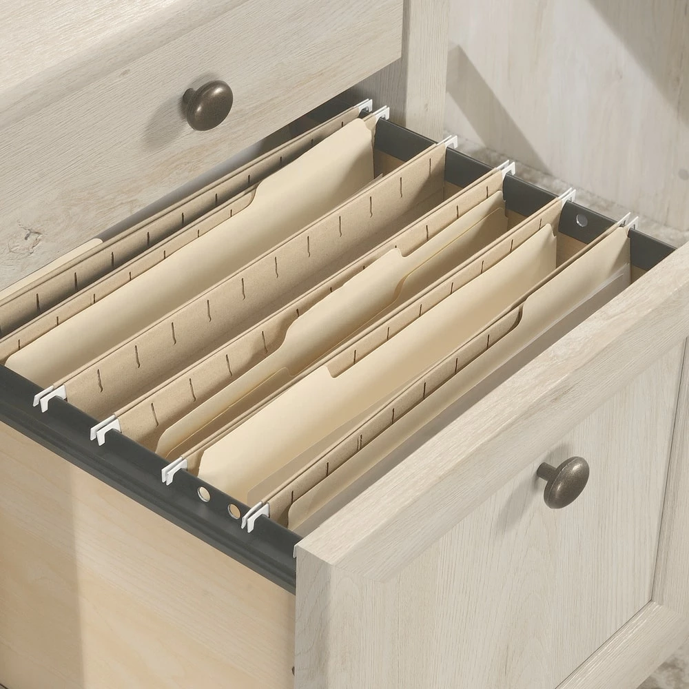 Sauder Edge Water Home Office L-Desk With Storage, Chalked Chestnut - Image 7