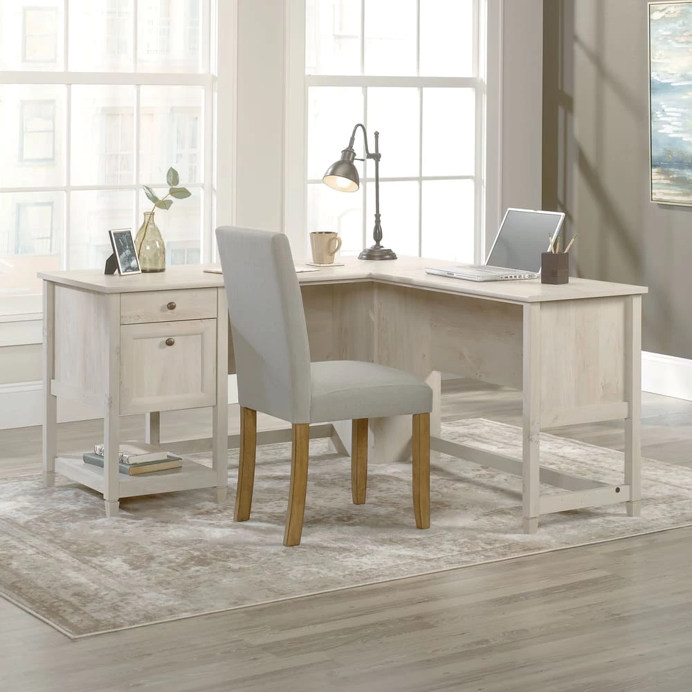 Sauder Edge Water Home Office L-Desk With Storage, Chalked Chestnut - Image 4