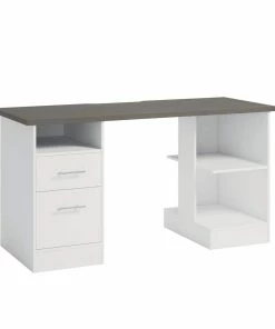 Sauder Gaming Desk With Drawer Pedestal, White, 60-in