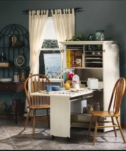 Sauder Harbor View 2-Door Crafting/Sewing Storage Cabinet With Fold-Out Table, White