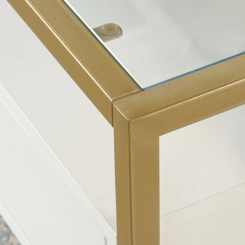 Sauder Harper Heights Tempered Glass Top Coffee Table With Drawers, White - Image 7