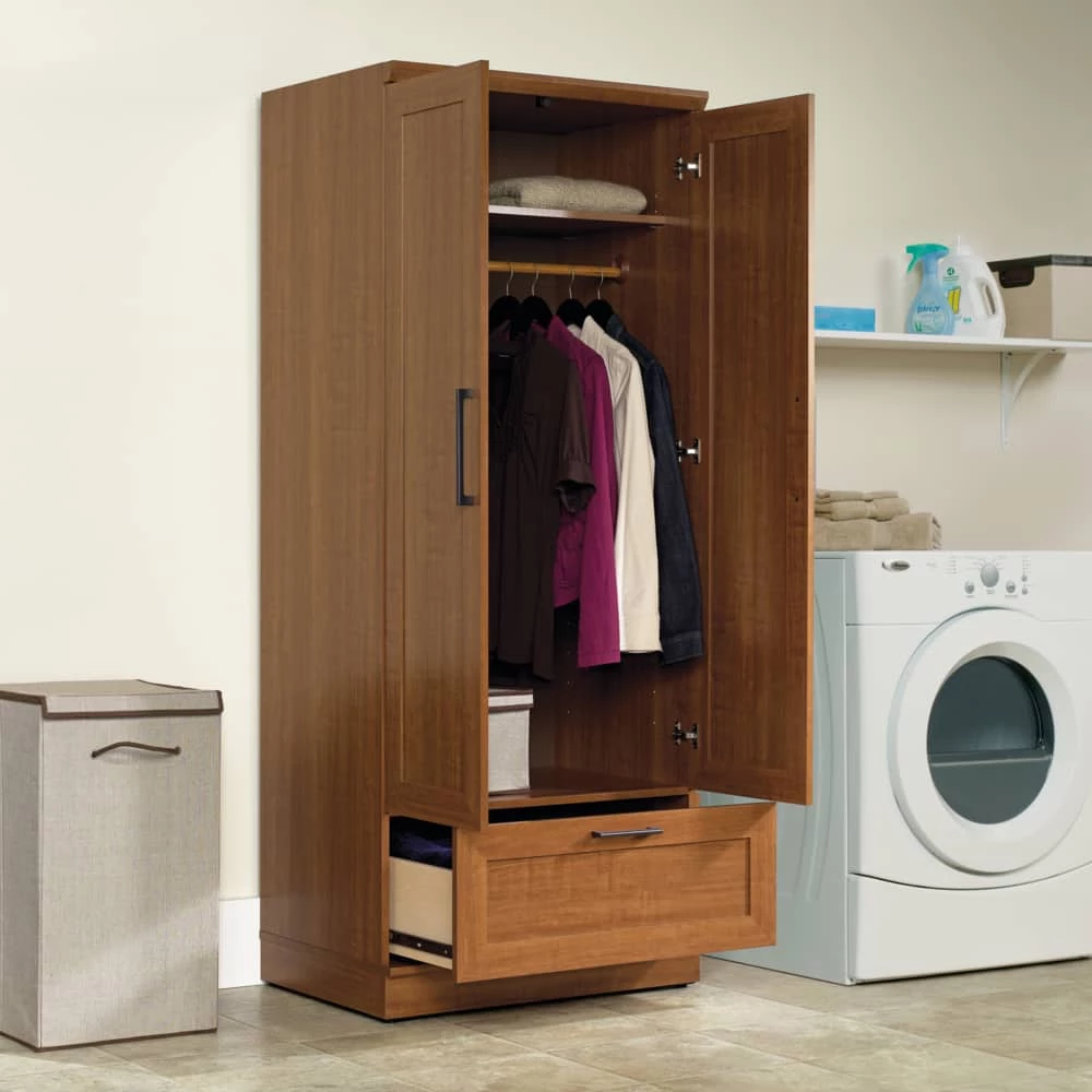 Sauder Homeplus 2-Door 1-Drawer Storage Cabinet/Wardrobe/Armoire, Sienna Oak Finish - Image 2